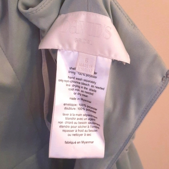 David's Bridal Spagetti Strap Ruched Waist Mesh Style# F19944 Dusty Sage… - Picture 12 of 16